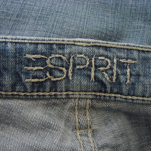 Vintage Y2K Esprit Denim Cropped Jeans Mid Rise Wide Leg Embroidered Studs 10 - Picture 4 of 15